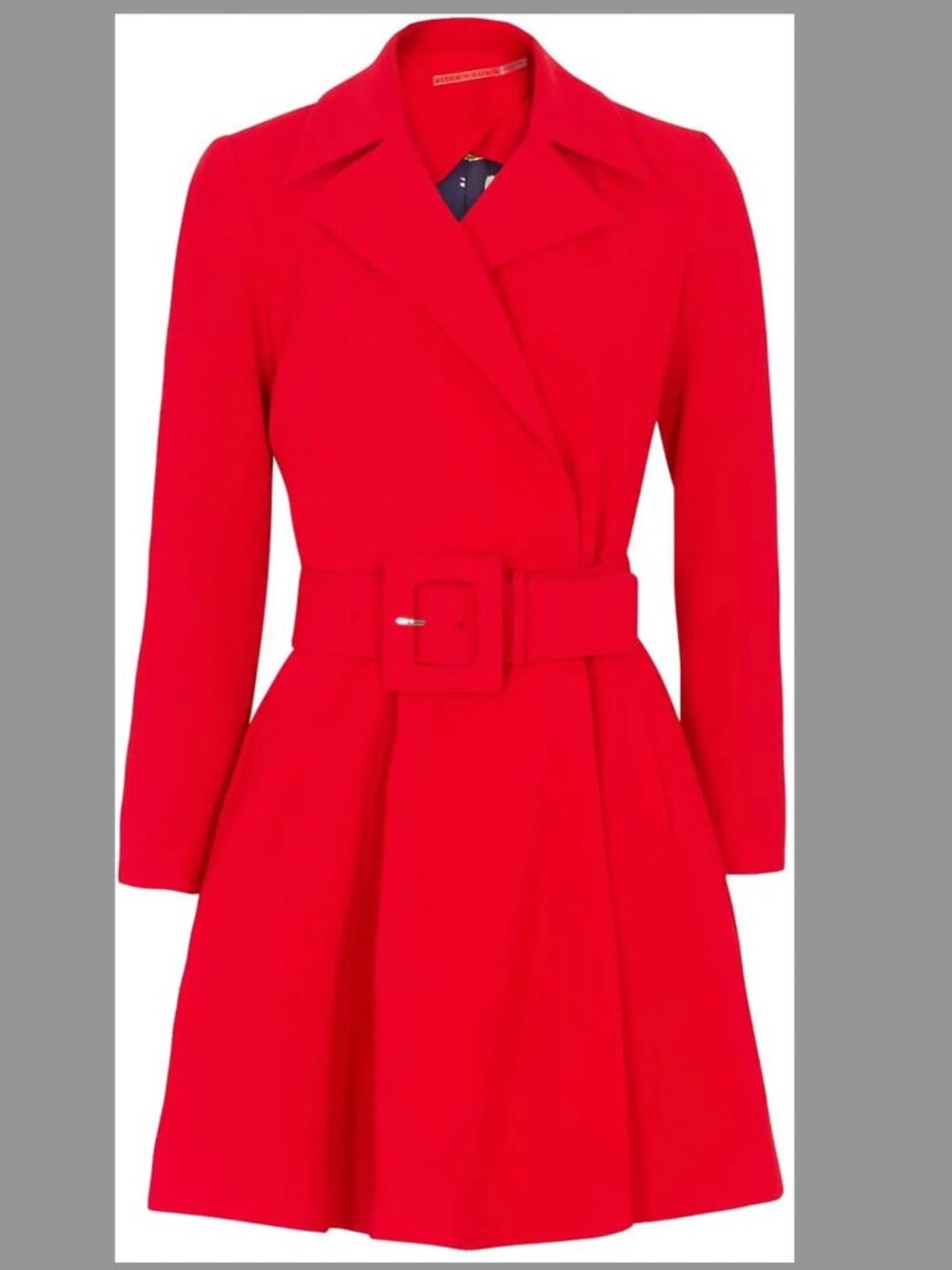 Alice + Olivia Red Belted Trench Flared Coat Jacket Pretty Retro Feminine Mod XS